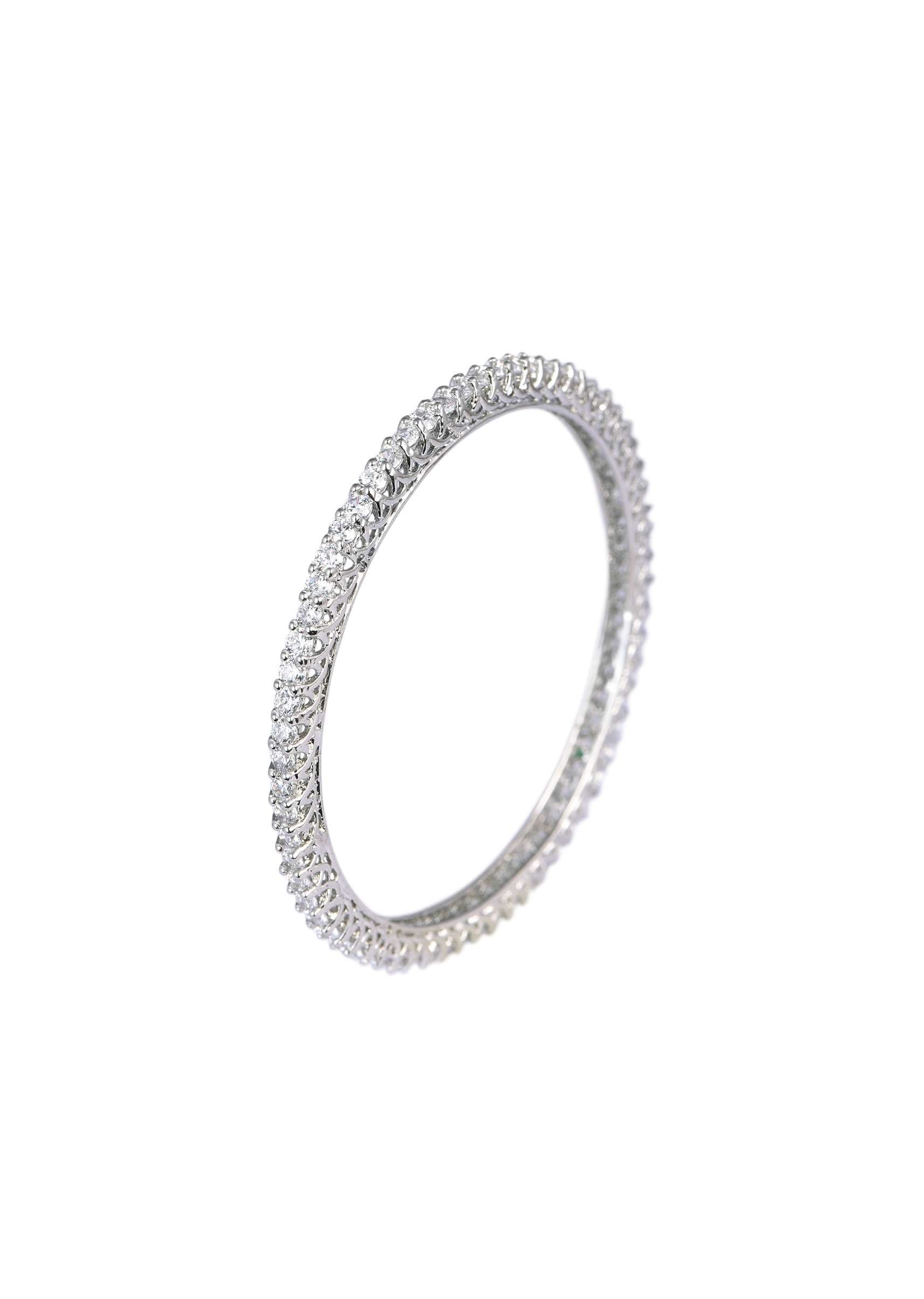 527-92.5-sterling-silver-bangles-with-white-zirconia-set-of-2-4.jpg 92.5 Sterling Silver Bangles With White Zirconia Set of 2