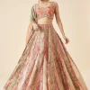 Peach Floral Embroidered Bridal Lehenga Set