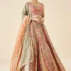 Peach Floral Embroidered Bridal Lehenga Set