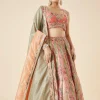 Peach Floral Embroidered Bridal Lehenga Set