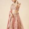 Peach Floral Printed And Embroidered Bridal Lehenga Set