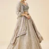 Mauve Pastel Embroidered Lehenga Set
