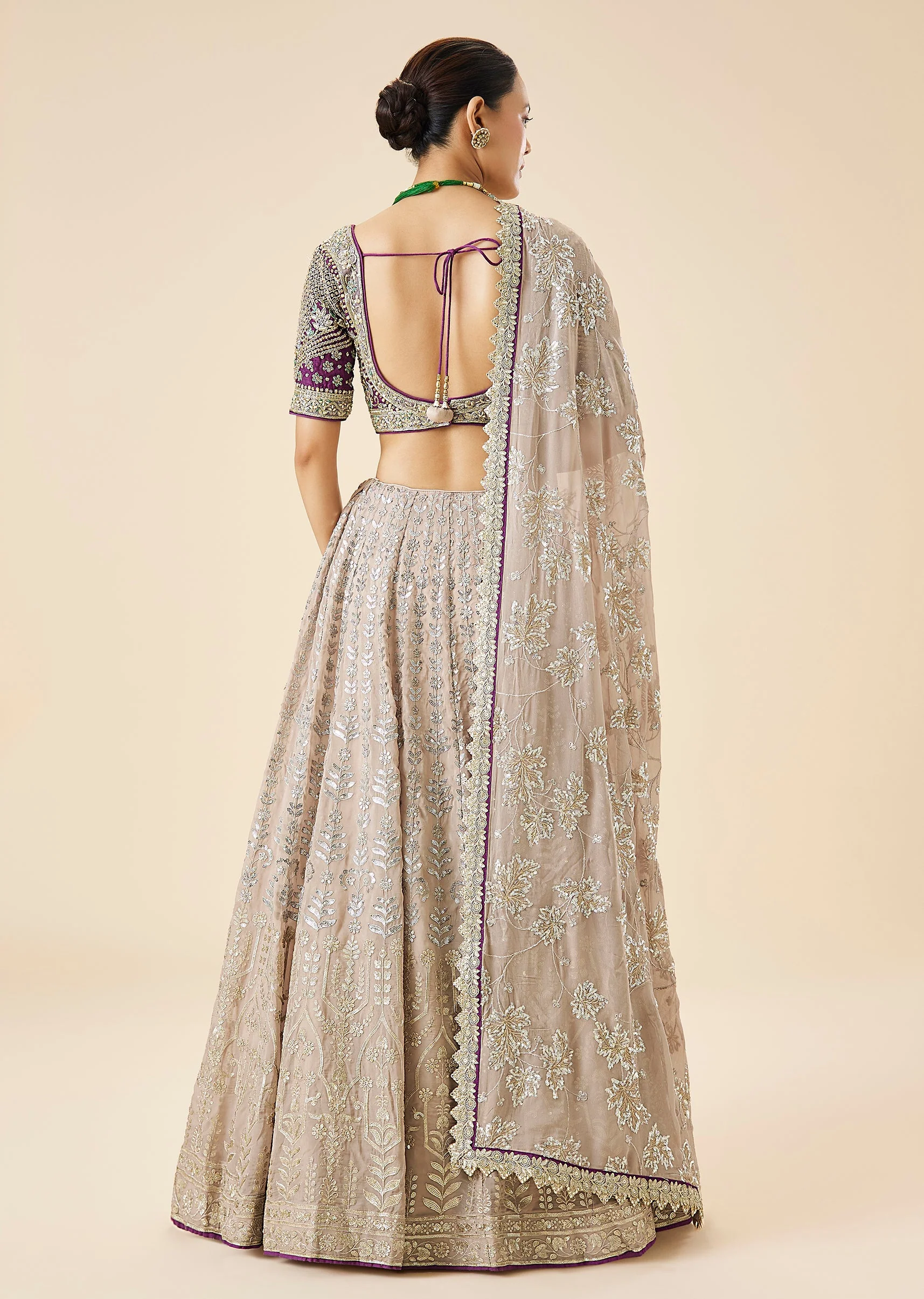 Mauve Pastel Embroidered Lehenga Set
