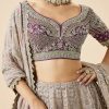 Mauve Pastel Embroidered Lehenga Set