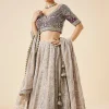 Mauve Pastel Embroidered Lehenga Set