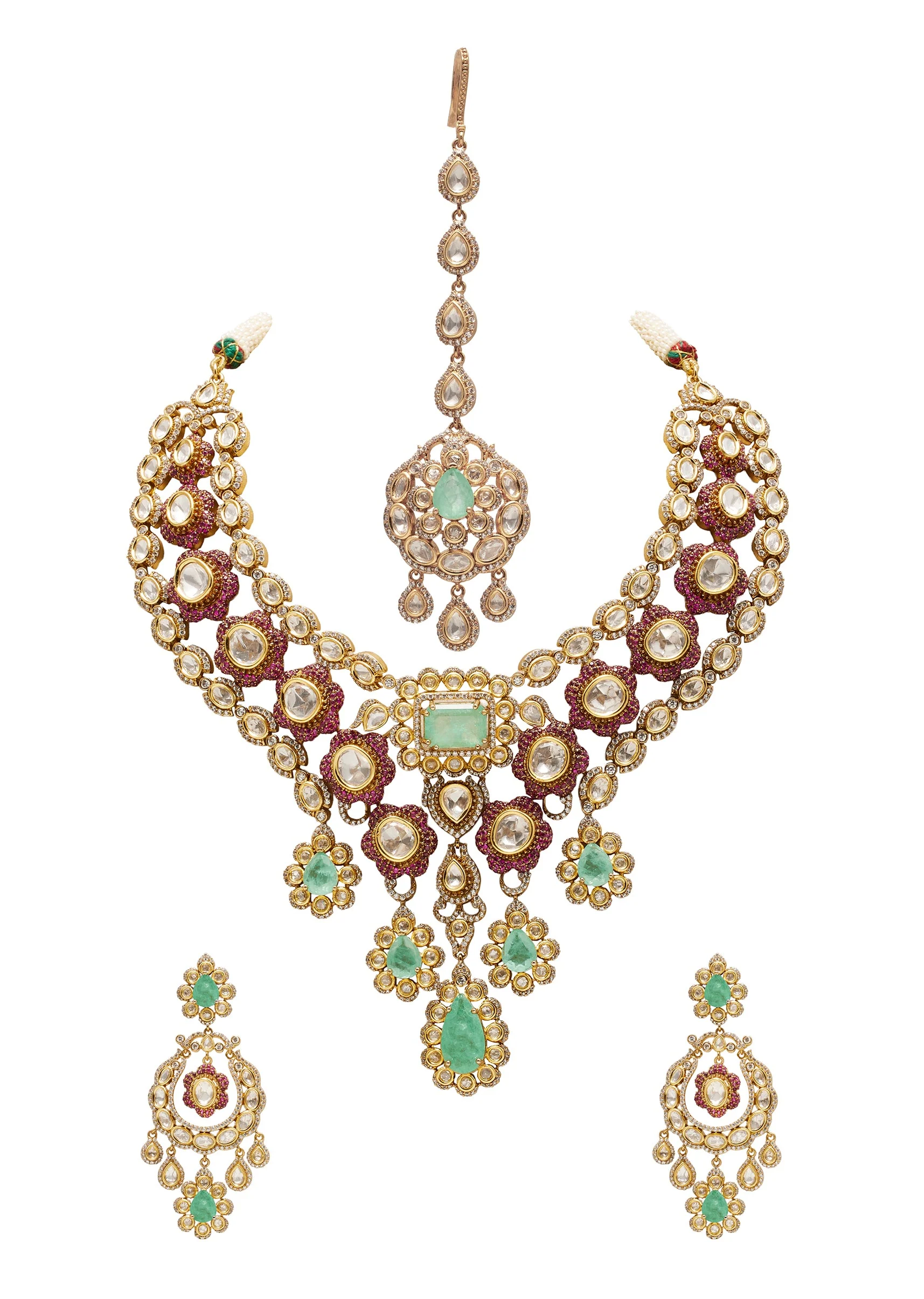 Mint Green Polki Choker Necklace Set