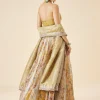Yellow Floral Print And Embroidered Bridal Lehenga Set
