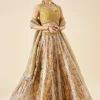 Yellow Floral Print And Embroidered Bridal Lehenga Set