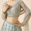 Aqua Blue Bridal Lehenga Set With Dupatta