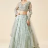 Aqua Blue Bridal Lehenga Set With Dupatta