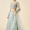 Aqua Blue Bridal Lehenga Set With Dupatta