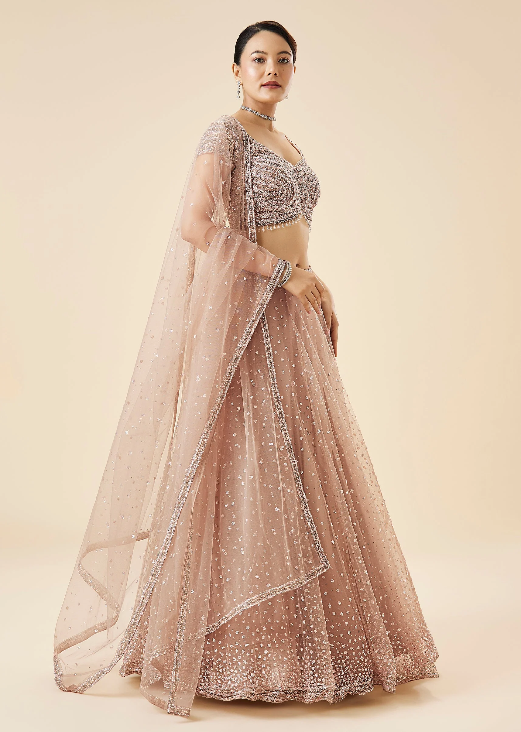 Onion Pink Pastel Embroidered Lehenga Set