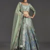 Green Ombre Lehenga With Gota Lace Finish
