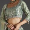 Green Ombre Lehenga With Gota Lace Finish