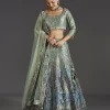 Green Ombre Lehenga With Gota Lace Finish