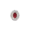 92.5 Sterling Silver Ring Studded With Lab Diamonds And A Round Garnet Red Stone