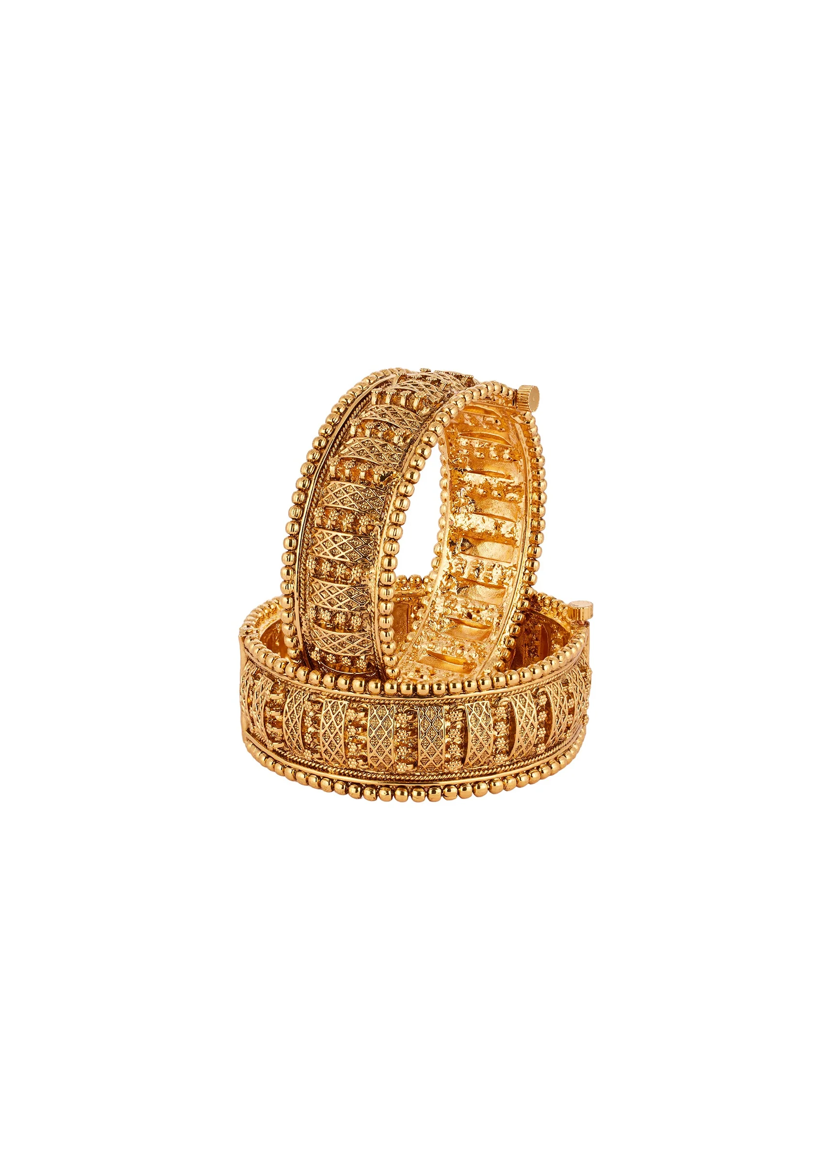 536-gold-toned-bangles-with-temple-style-motifs-2.webp Gold Toned Bangles With Temple Style Motifs