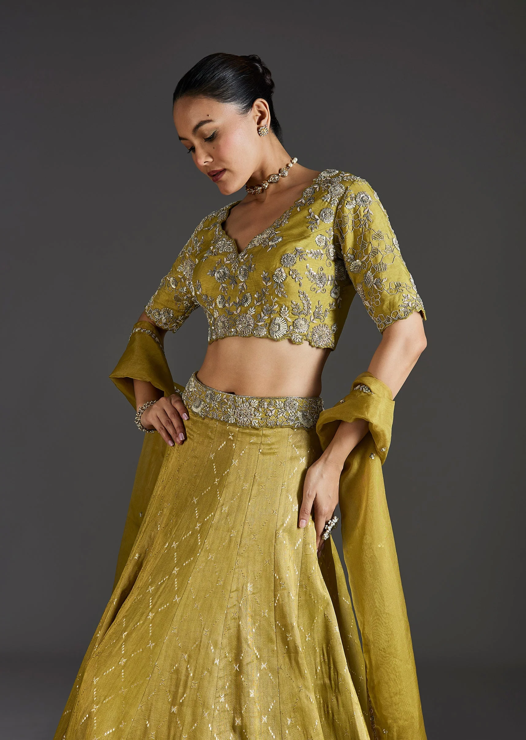 Mehendi Green Grace With Classic Detail