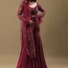 Deep Red Crepe Sharara And Blouse Set