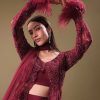 Deep Red Crepe Sharara And Blouse Set