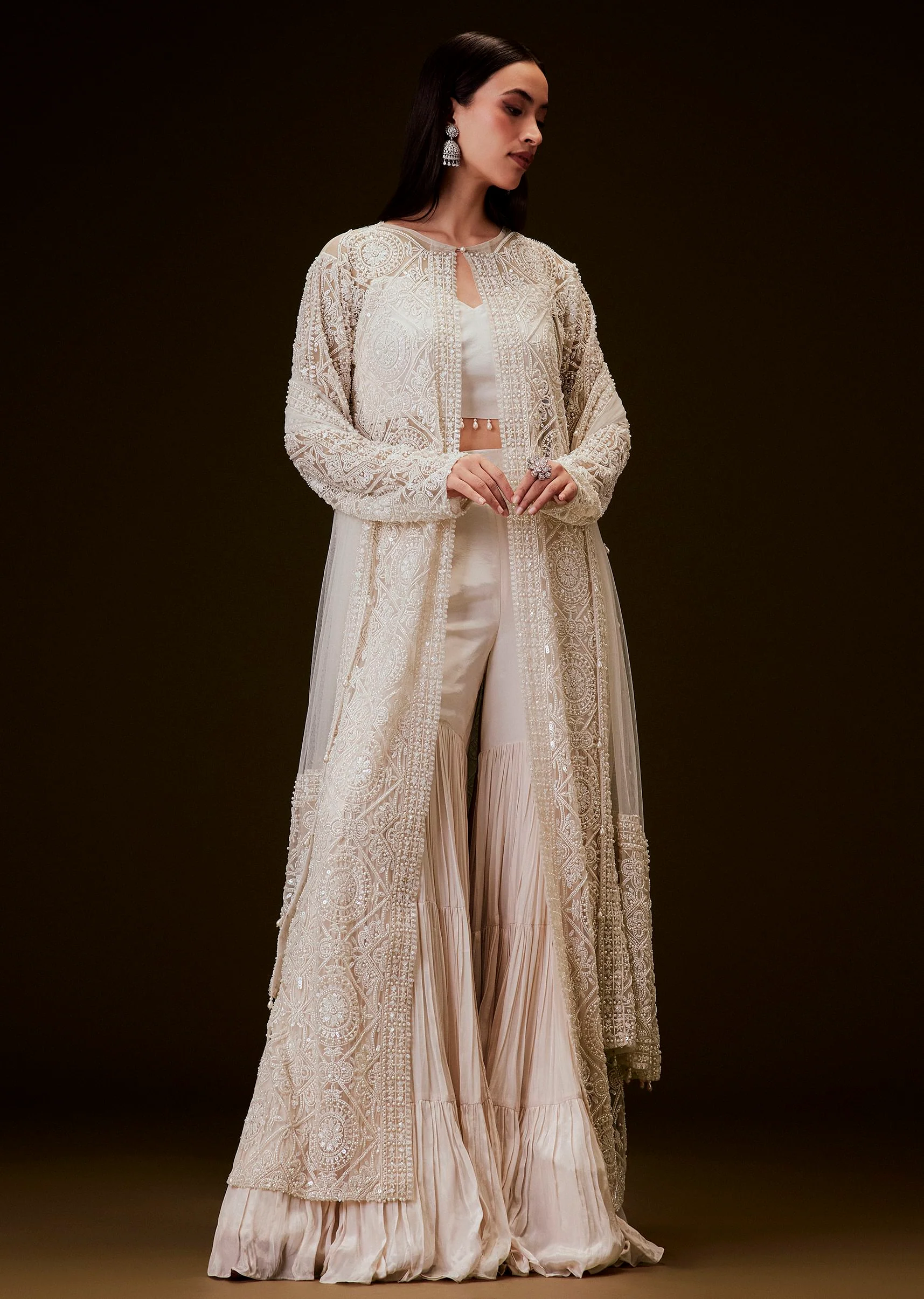 5386-peach-sharara-set-with-sequence-embroidered-long-jacket-2.webp Peach Sharara Set With Sequence Embroidered Long Jacket