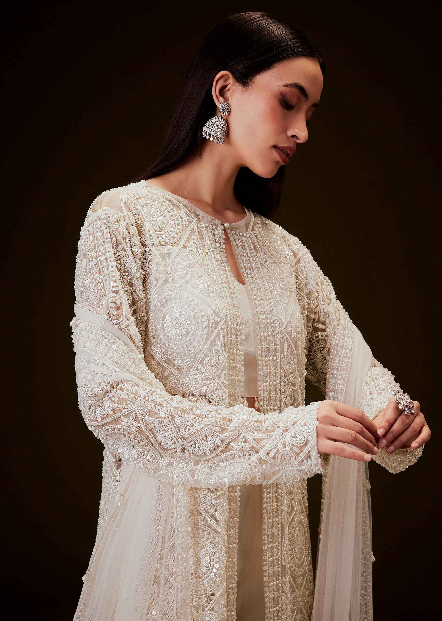 5386-peach-sharara-set-with-sequence-embroidered-long-jacket-3.webp Peach Sharara Set With Sequence Embroidered Long Jacket