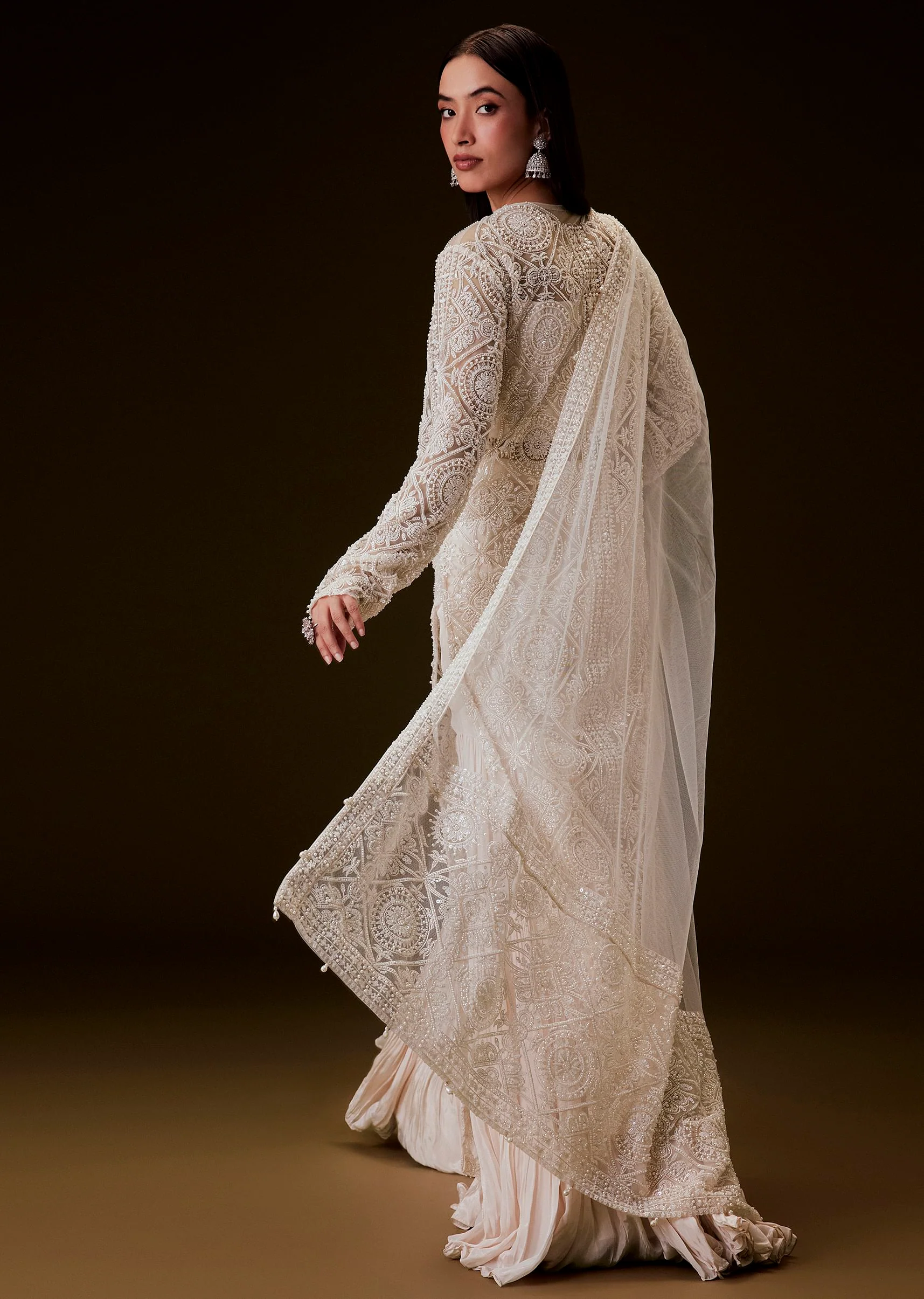 5386-peach-sharara-set-with-sequence-embroidered-long-jacket-5.webp Peach Sharara Set With Sequence Embroidered Long Jacket