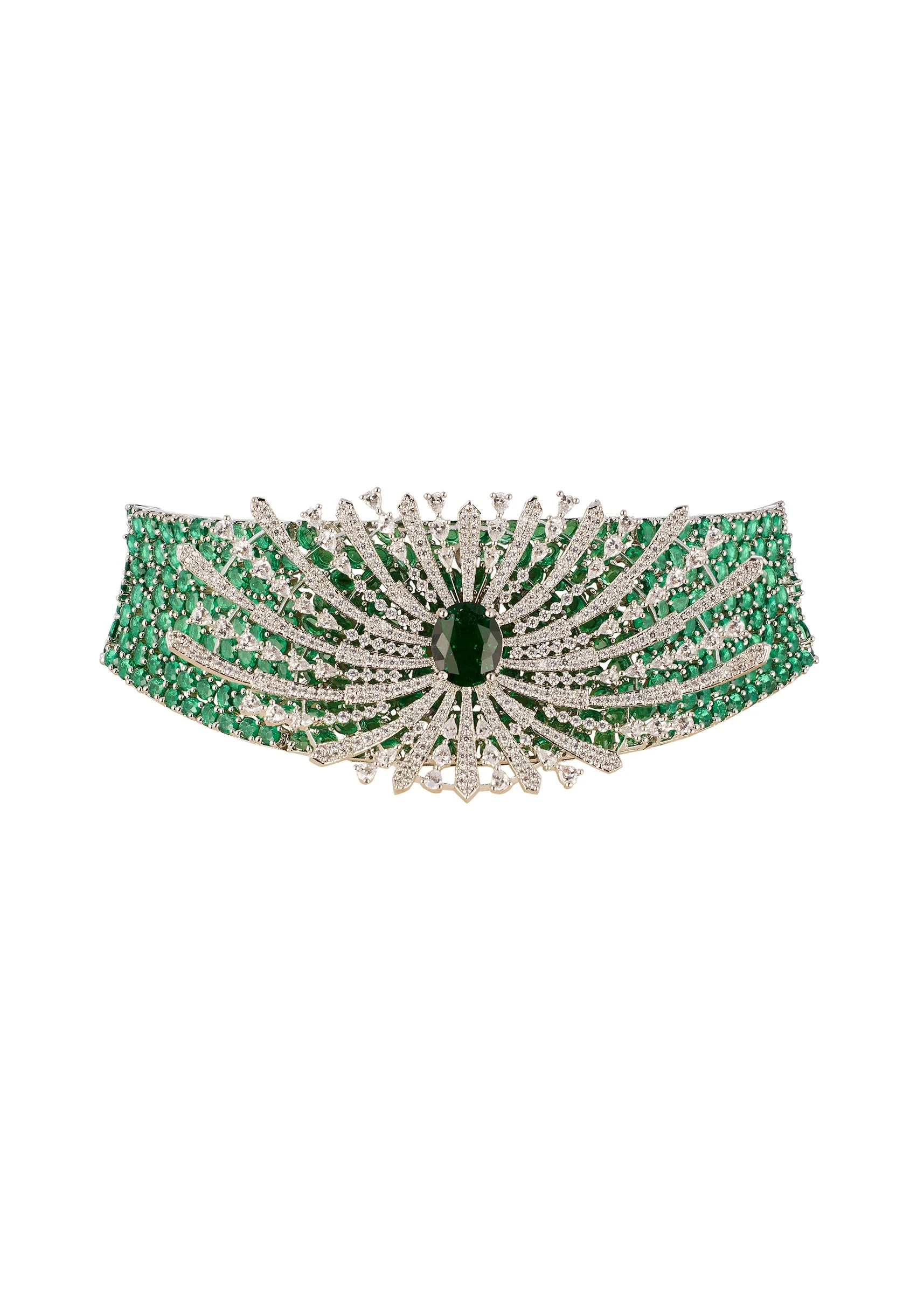 540-green-anti-tarnish-finish-rhodium-plated-brass-long-necklace-set-with-cz-diamond-2.webp Green Anti Tarnish Finish Rhodium Plated Brass Long Necklace Set with CZ Diamond