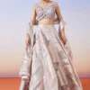 Rose Gold Jacquard Fusion Lehenga With Dupatta