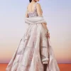 Rose Gold Jacquard Fusion Lehenga With Dupatta
