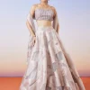 Rose Gold Jacquard Fusion Lehenga With Dupatta