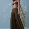 Dusty Brown Fancy Indowestern Palazzo And Bustier In Lycra Sequins With Choker