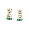 541-gold-finish-grand-kundan-choker-necklace-set-with-green-enamel-and-green-beads-4.webp Gold Finish Grand Kundan Choker Necklace Set With Green Enamel And Green Beads