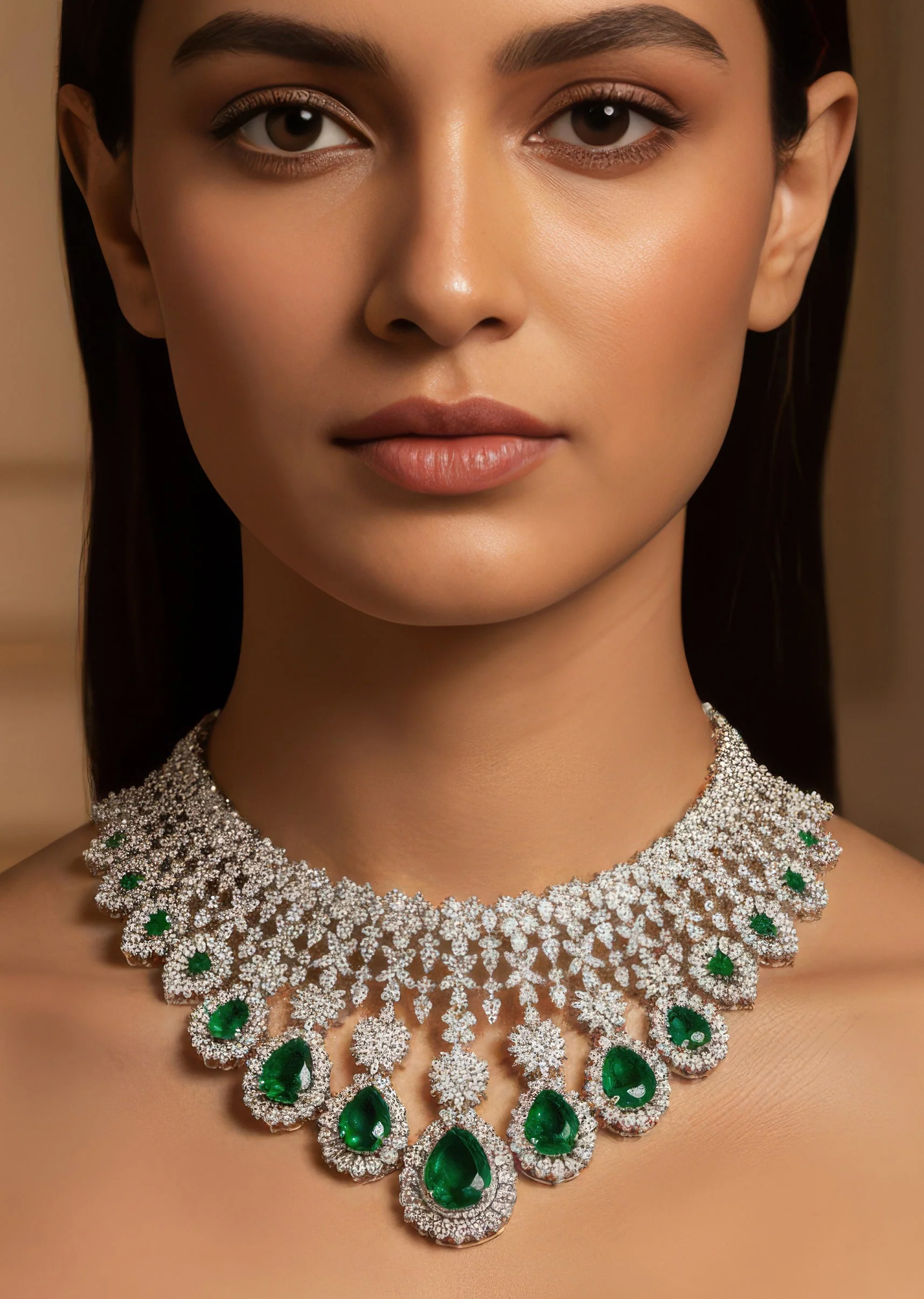 542-green-rhodium-plated-cz-diamond-necklace-set-with-anti-tarnish-finish-1.webp Green Rhodium Plated Cz Diamond Necklace Set with Anti Tarnish Finish