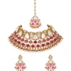543-red-and-gold-finish-jewellery-set-in-polki-with-semi-precious-stones-and-drops-2.webp Red and Gold Finish Jewellery Set In Polki With Semi Precious Stones And Drops