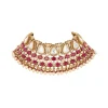 543-red-and-gold-finish-jewellery-set-in-polki-with-semi-precious-stones-and-drops-3.webp Red and Gold Finish Jewellery Set In Polki With Semi Precious Stones And Drops