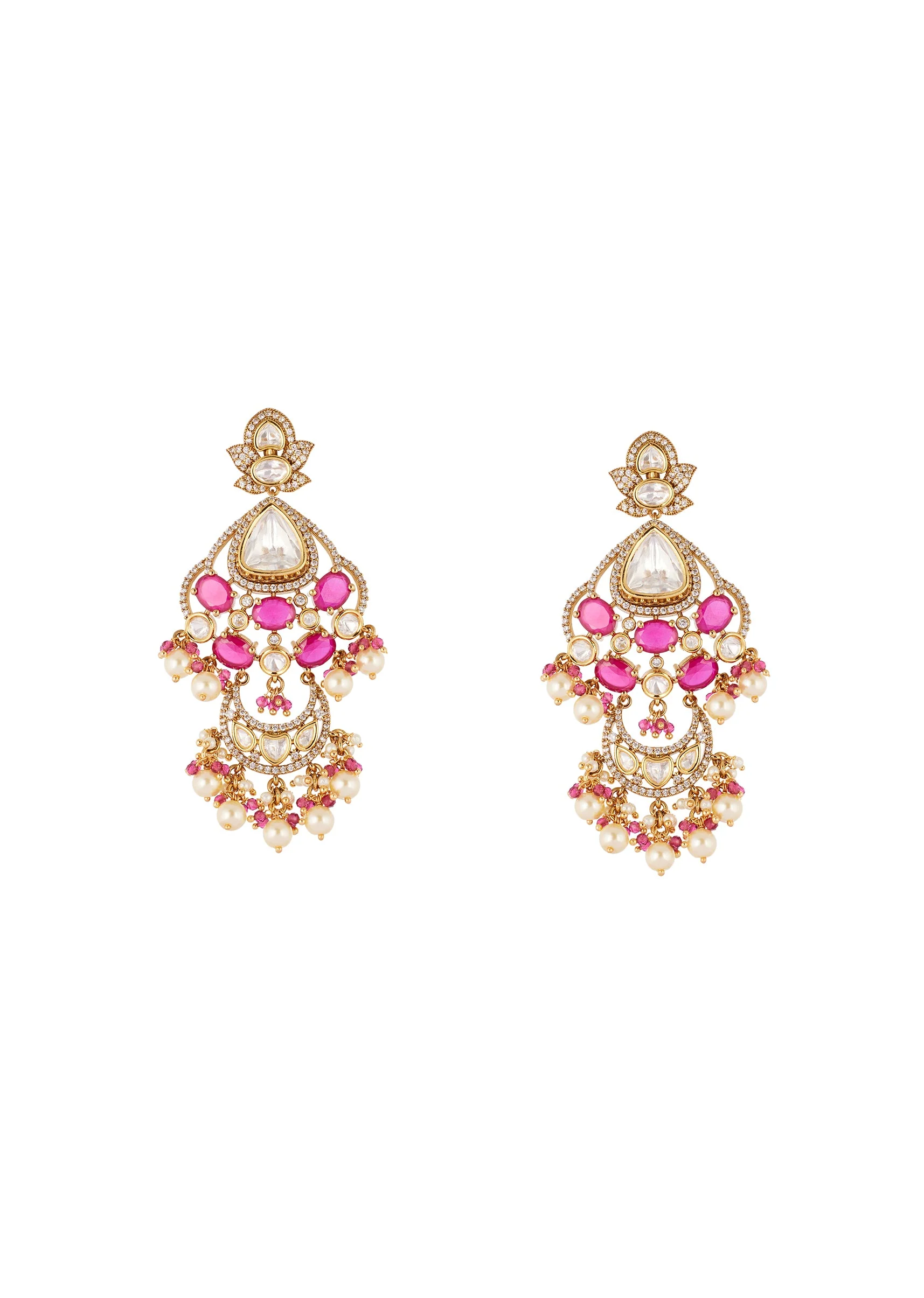 543-red-and-gold-finish-jewellery-set-in-polki-with-semi-precious-stones-and-drops-4.webp Red and Gold Finish Jewellery Set In Polki With Semi Precious Stones And Drops
