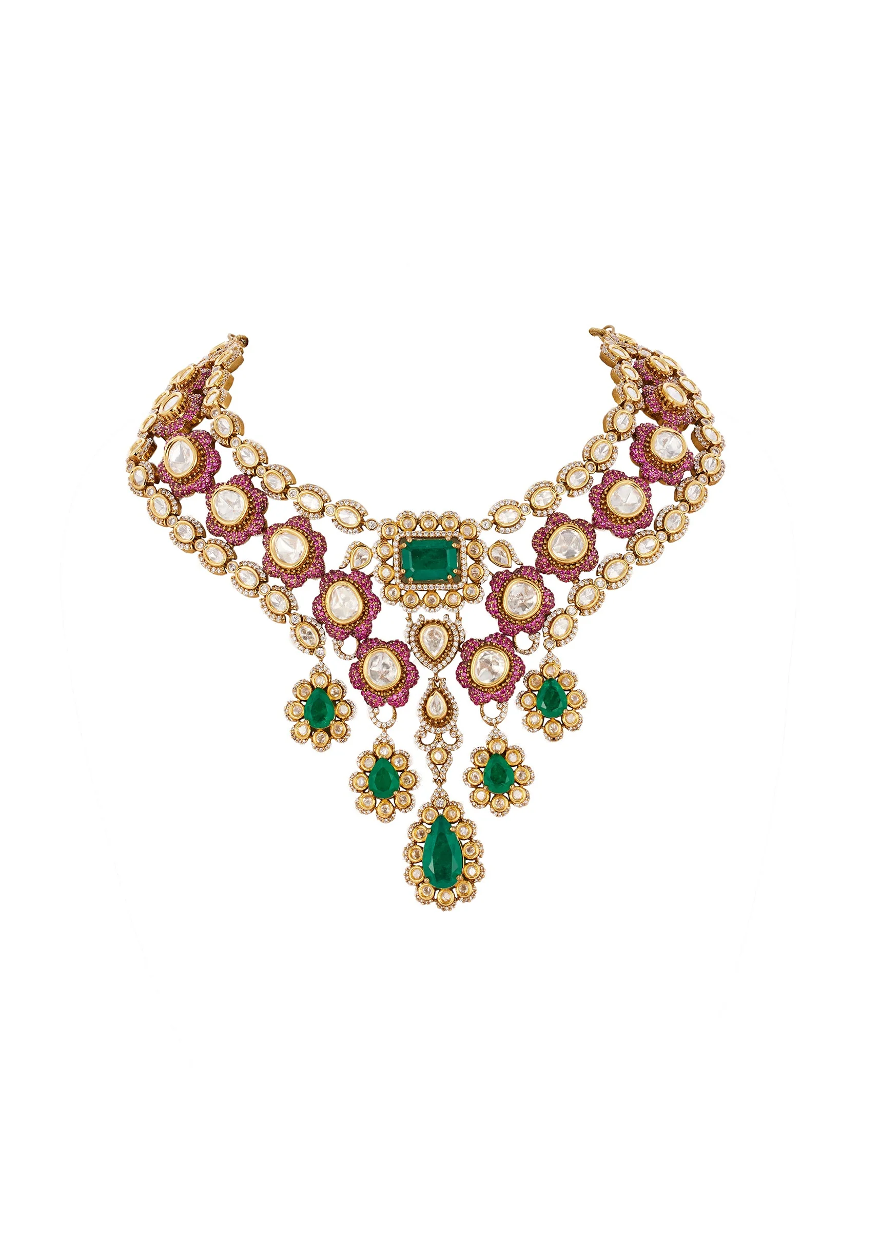 544-multi-red-jewellery-set-in-kundan-polki-3.webp Multi Red Jewellery Set In Kundan Polki