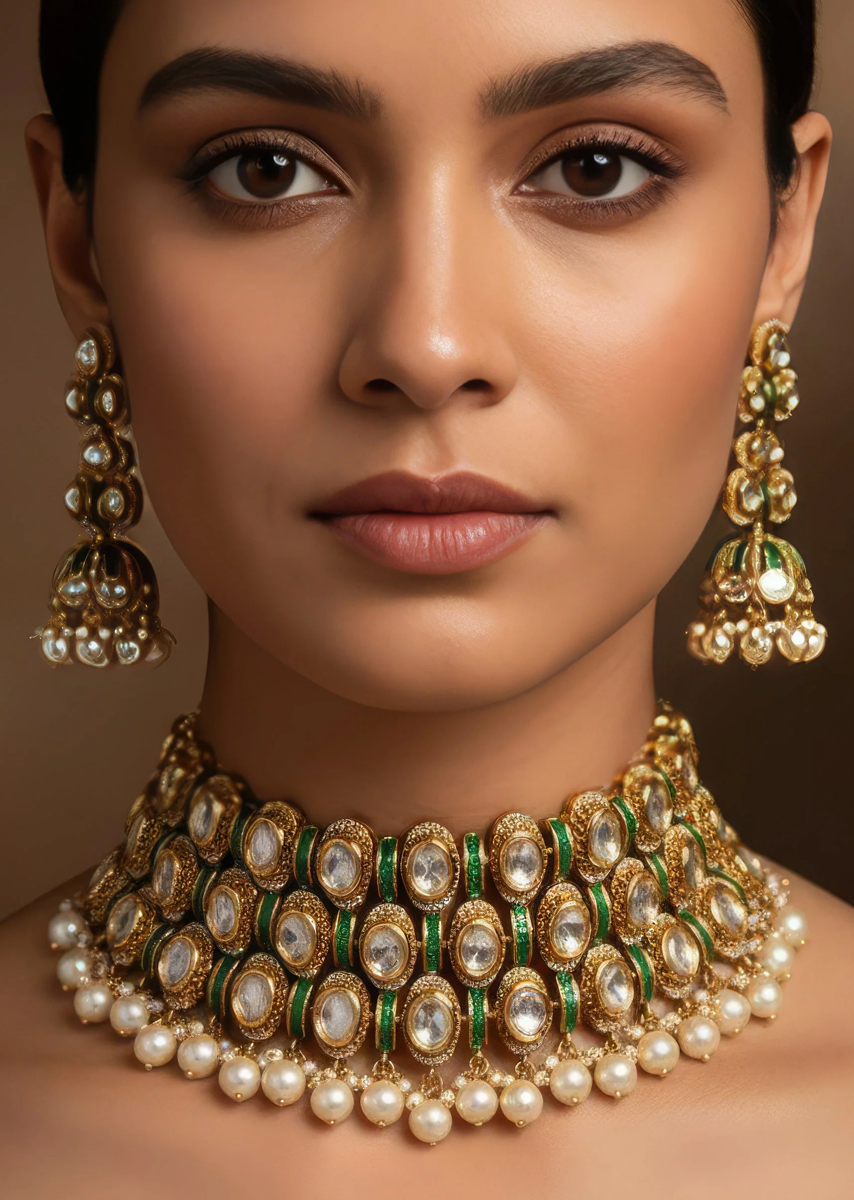 545-gold-finish-jewellery-set-in-polki-in-semi-precious-stones-1.webp Gold Finish Jewellery Set In Polki in Semi Precious Stones