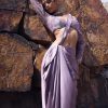 Lavender Draped Skirt With Pleated Pallu And Blouse