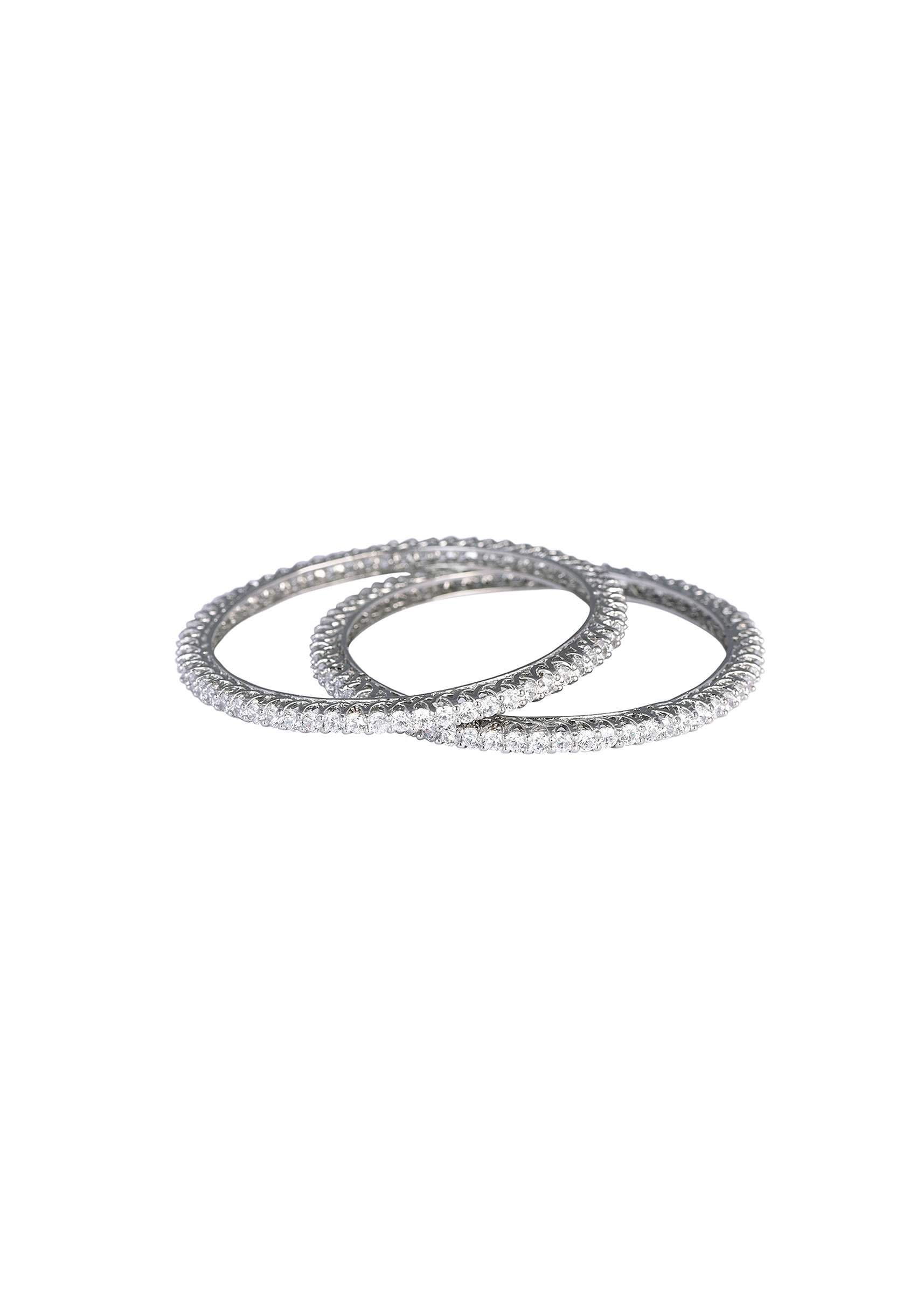 550-92.5-sterling-silver-bangles-with-studded-zirconia-stones-set-of-2-7.jpg 92.5 Sterling Silver Bangles With Studded Zirconia Stones Set of 2