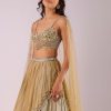 Glam Gold Embroidered Lehenga Set In Foil Knit Fabric