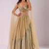 Glam Gold Embroidered Lehenga Set In Foil Knit Fabric