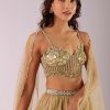 Glam Gold Embroidered Lehenga Set In Foil Knit Fabric
