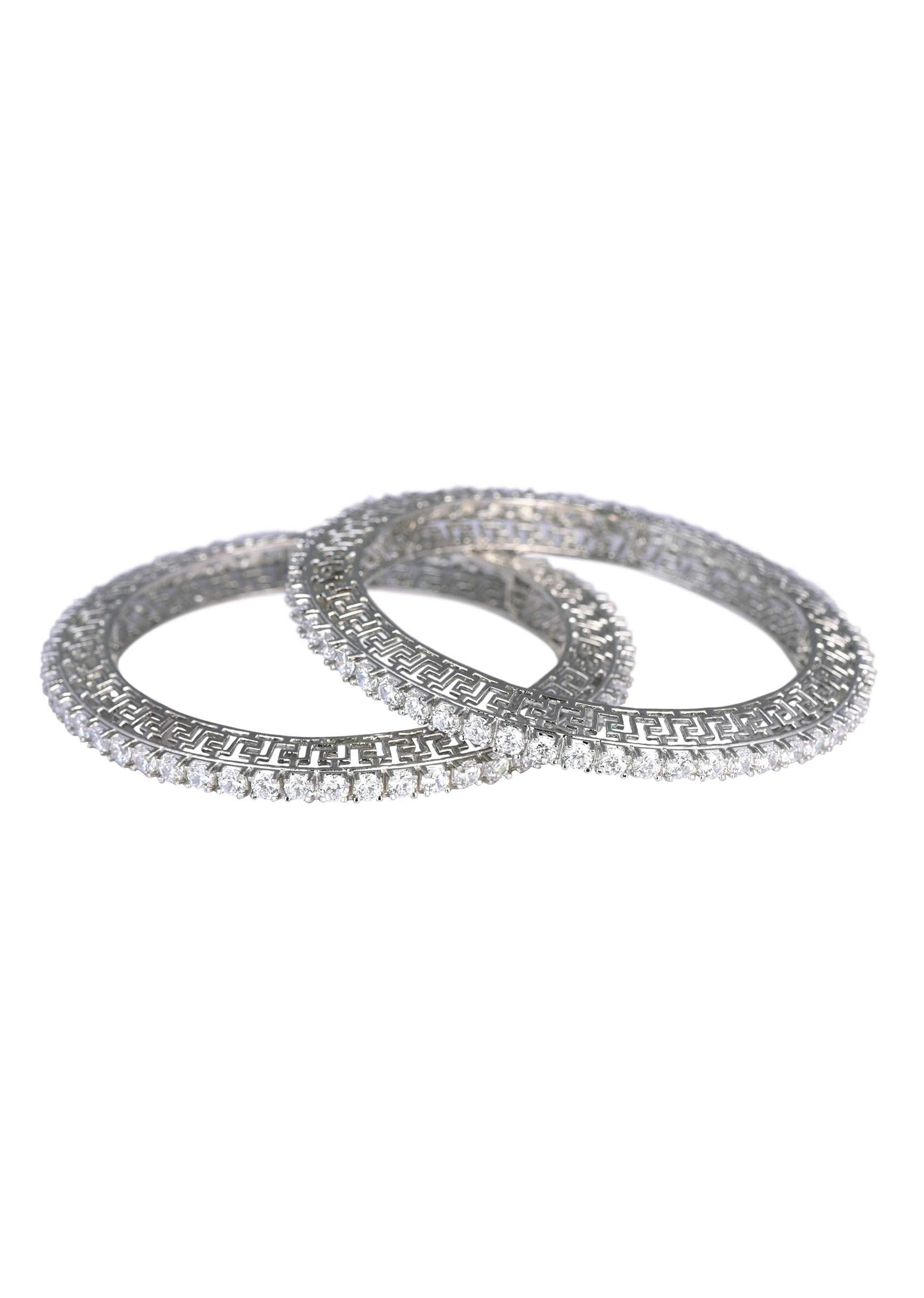 551-92.5-sterling-silver-zirconia-bangles-set-of-2-3.jpg 92.5 Sterling Silver Zirconia Bangles Set of 2