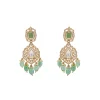 Mint Green And Gold Stone Necklace Set With Maangtikka