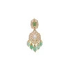 Mint Green And Gold Stone Necklace Set With Maangtikka