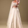 White Lehenga With Embroidered Blouse And Dupatta