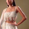White Lehenga With Embroidered Blouse And Dupatta