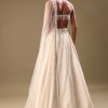 White Lehenga With Embroidered Blouse And Dupatta